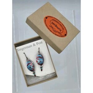 VINTAGE Beautiful Red, Blue, & Silver Singerman & Post Earrings - New With Tags